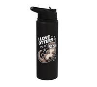 I Love Otters Cute Playful Otter Design Stainless Steel Insulated Water Bottle