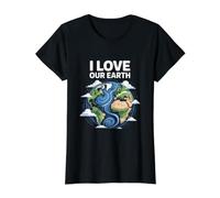 I Love Our Earth Nature Conservation Value Graphic T-Shirt, Women, Black, XL