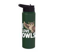 I Love Owls Passionate Owl Admirer Stainless Steel Insulated Water Bottle
