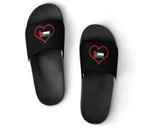 I Love Palestine Red Heart Women's House Slippers for Men Shower Slides Bathroom Shoes Sandals 45 (275mm)