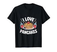 I Love Pancakes Fluffy Stack Berry Fun Value Graphic T-Shirt, Men, Black, XL