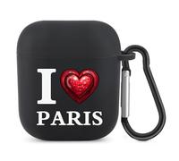 I Love Paris Bluetooth Headset Cover Earbuds Case TPU Headphone Protective Compatible with Airpods 1/2 Black-Color