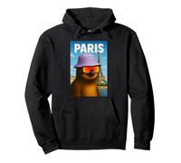 I Love Paris, Cool Paris Lazy Sloth Illustration Fashion Pullover Hoodie