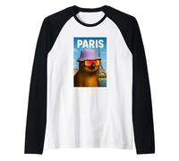 I Love Paris, Cool Paris Lazy Sloth Illustration Fashion Raglan Baseball Tee