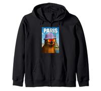 I Love Paris, Cool Paris Lazy Sloth Illustration Fashion Zip Hoodie
