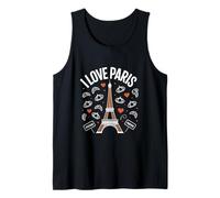 I Love Paris Eiffel Tower Croissants Hearts Tank Top