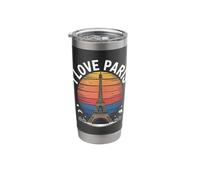 I Love Paris Eiffel Tower Sunset Style Stainless Steel Insulated Tumbler