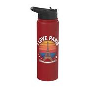 I Love Paris Eiffel Tower Sunset Style Stainless Steel Insulated Water Bottle