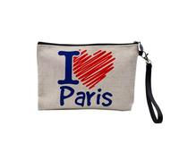 I Love Paris Travel Vacances France Linen Linen Look Makeup Bag 15 x 10 cm, linen, 23.5 x 15 cm, Makeup Bag