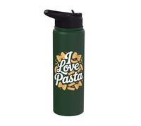 I Love Pasta Bow Tie Rigatoni Hearts Stainless Steel Insulated Water Bottle