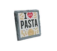 "I Love Pasta" Decorative Slate Coaster - Perfect for Food Lovers & Italian Cuisine Fans - Durable & Heat Resistant (slco-ds24-pastarg)