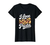 I Love Pasta Noodle Lover Design Value Graphic T-Shirt, Women, Black, M