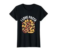 I Love Pasta Passionate Foodie Statement Value Graphic T-Shirt, Women, Black, S