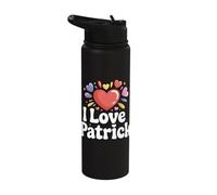 I Love Patrick Heart Celebration Design Stainless Steel Insulated Water Bottle