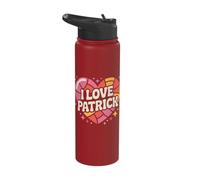 I Love Patrick Heart Stained Glass Style Stainless Steel Insulated Water Bottle