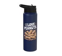 I Love Peanuts Enthusiast Slogan Fun Stainless Steel Insulated Water Bottle