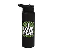 I Love Peas Enthusiast Fun Graphic Stainless Steel Insulated Water Bottle