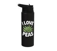I Love Peas Funny Vegetable Lover Statement Stainless Steel Insulated Water Bottle
