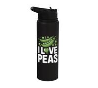 I Love Peas Humorous Vegetable Design Stainless Steel Insulated Water Bottle