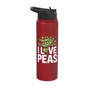 I Love Peas Humorous Vegetable Design Stainless Steel Insulated Water Bottle