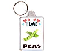 I Love Peas/Pea - Double Sided Keyring Key Fob Chain Name Tag Souvenir/Gift/Present