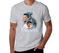 I Love Pedro Pascal Oscar Isaac Cursed Fan Collage T-Shirt Blank t Shirts Kawaii Clothes Fitted t Shirts for Men Grey L