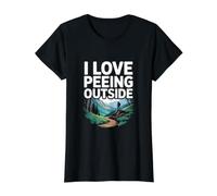 I Love Peeing Outside Funny Hiking Value Graphic T-Shirt, Women, Black, S