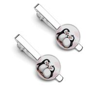 I Love Penguins 2 Pcs Tie Clips for Men Necktie Tie Bar