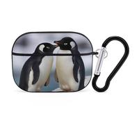 I Love Penguins Airpod Pro Case AirPods 2 Case for Women Hard Shell Protective Cover with Carabiner Keychain Compatible with AirPods Case 2nd 1st Generation, Front LED Visible Black