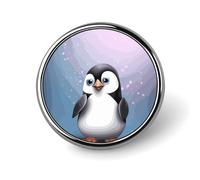 I Love Penguins Badges Decorative, Durable Aluminum Alloy Round Badge, Lightweight Button Brooch for Shirts, Jackets, Hats, Uniforms 1"