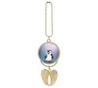 I Love Penguins Car Pendant, Rear View Mirror Hanging Ornament, Auto Decor for Rearview Mirror, Keychain Golden-Style