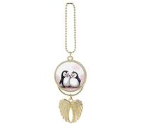I Love Penguins Car Pendant, Rear View Mirror Hanging Ornament, Auto Decor for Rearview Mirror, Keychain Golden-Style
