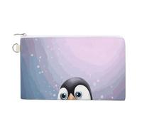I Love Penguins Coin Purses with Zipper, Personalized Zero Wallet for Shopping, Small Makeup Pouches Bag for Travel, Card Organizer Case, Portable Canvas Change Purses