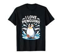 I Love Penguins Cute Ice Splash Value Graphic T-Shirt