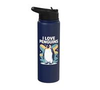 I Love Penguins Cute Penguin Enthusiast Stainless Steel Insulated Water Bottle