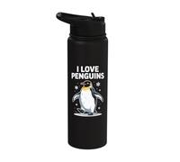 I Love Penguins Cute Penguin Lover Snowflakes Stainless Steel Insulated Water Bottle