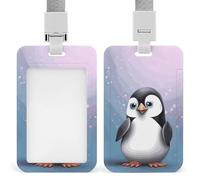 I Love Penguins Id Badge Holder,Name Tag Holder with Detachable Lanyard,Waterproof Design Id Card Holder for Office, Workplace
