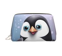 I Love Penguins Makeup Bag for Women Cosmetic Bags Leather Travel Makeup Case Organizer Waterproof Make up Pouch Open Flat Toiletry Bag Portable Storage Pouch for Travelling, Gold, One Size