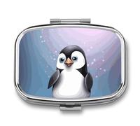 I Love Penguins Pill Case with 2 Compartment, Pill Organizer Portable Square Pill Box,Vitamin Pill Organizer for Pocket Purse and Travel