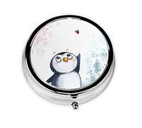 I Love Penguins Print Pill Box for Pocket Round Pill Box 3 Compartment Decorative Portable Travel Pill Holder Tablet Vitamin Organizer Mini Pill Case(2pcs)