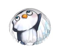 I Love Penguins Print Shower Cap for Women & Men â€“ Double-Layer Bath Hair Cap, Ideal for Salon, Hotel Essentials L