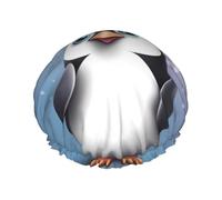 I Love Penguins Shower Cap for Women Men, Elastic and Reusable, Stylish Large Waterproof Shower Bonnet, Washable Hair Bath Caps, Double Layers Bathing Hat for Long Hair, Braids