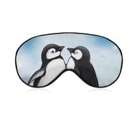 I Love Penguins Sleep Mask Light Blocking Eye Cover Polyester Eye Mask with Elastic Strap Blindfold for Side Sleeper Sleeping Masks Face Hugging for Women Men Travel