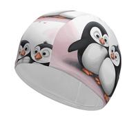 I Love Penguins Swim Cap for Adult, Elastic Fabric Swimming Cap, Comfortable Bathing Cap for Long & Short Hair