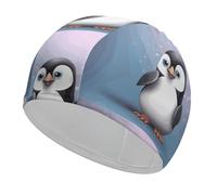 I Love Penguins Swim Cap for Adult, Elastic Fabric Swimming Cap, Comfortable Bathing Cap for Long & Short Hair