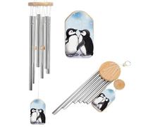 I Love Penguins Wind Chimes Aluminium Memorial Wind Chime Hanging Metal Windchimes Outdoors Sympathy Gift for Women Men Birthday Garden Patio Porch Home Yard Decor
