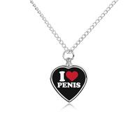 I Love Penis Custom Urn Necklace for Ashes Heart Keepsake Pendant Jewelry Memorial Cremation