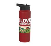 I Love Pennsylvania Barn and Fields Graphic Stainless Steel Insulated Water Bottle