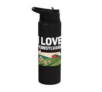 I Love Pennsylvania Barn and Fields Graphic Stainless Steel Insulated Water Bottle