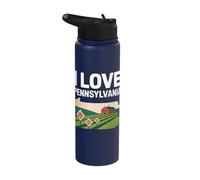 I Love Pennsylvania Barn and Fields Graphic Stainless Steel Insulated Water Bottle